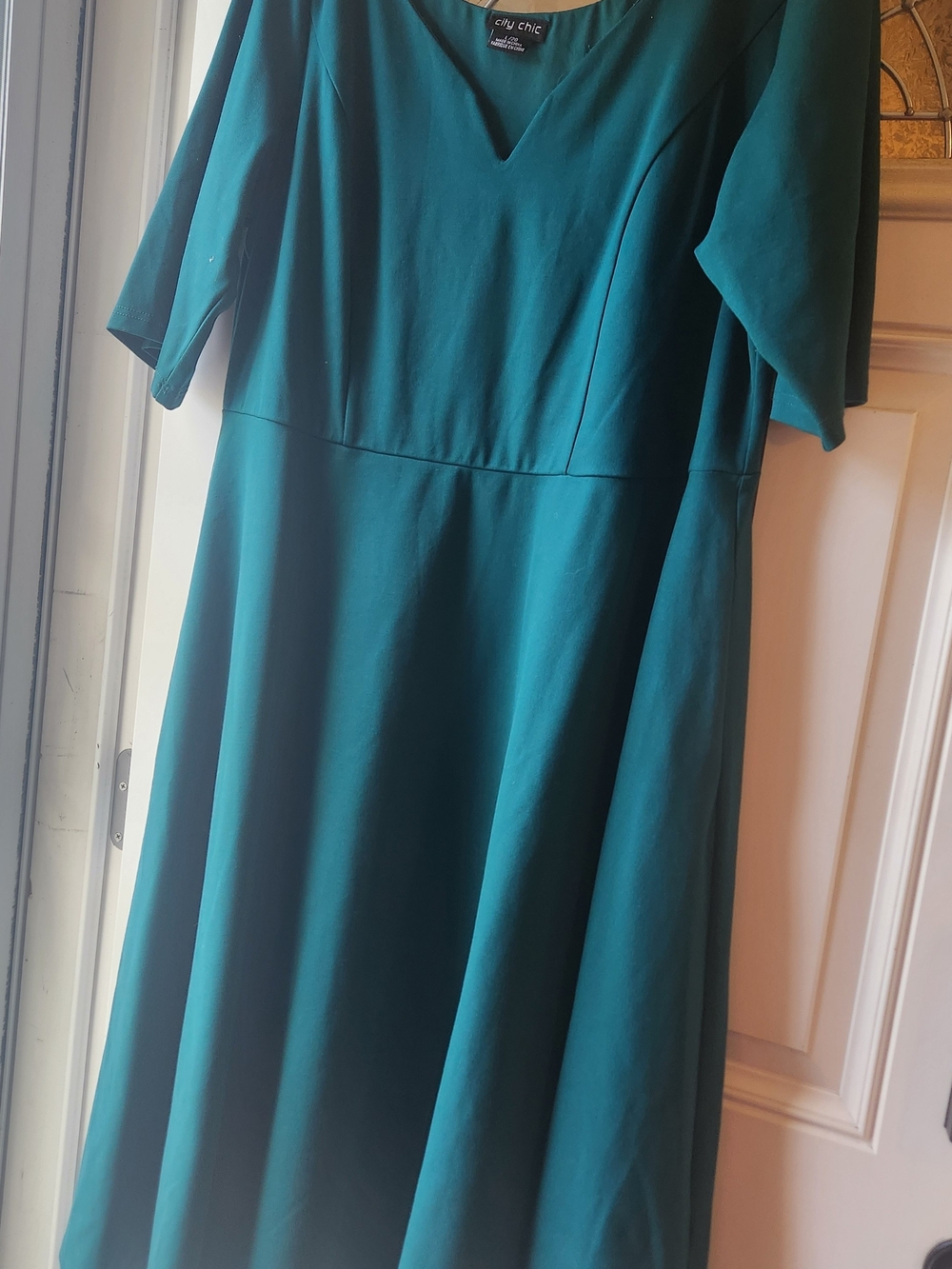 City Chic Green Scoop Neck A-Line Midi. Plus size 20